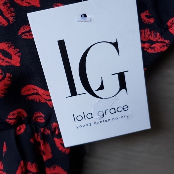 Lola Grace Lip-Print Faux-Wrap Dress S - Picture 8 of 11